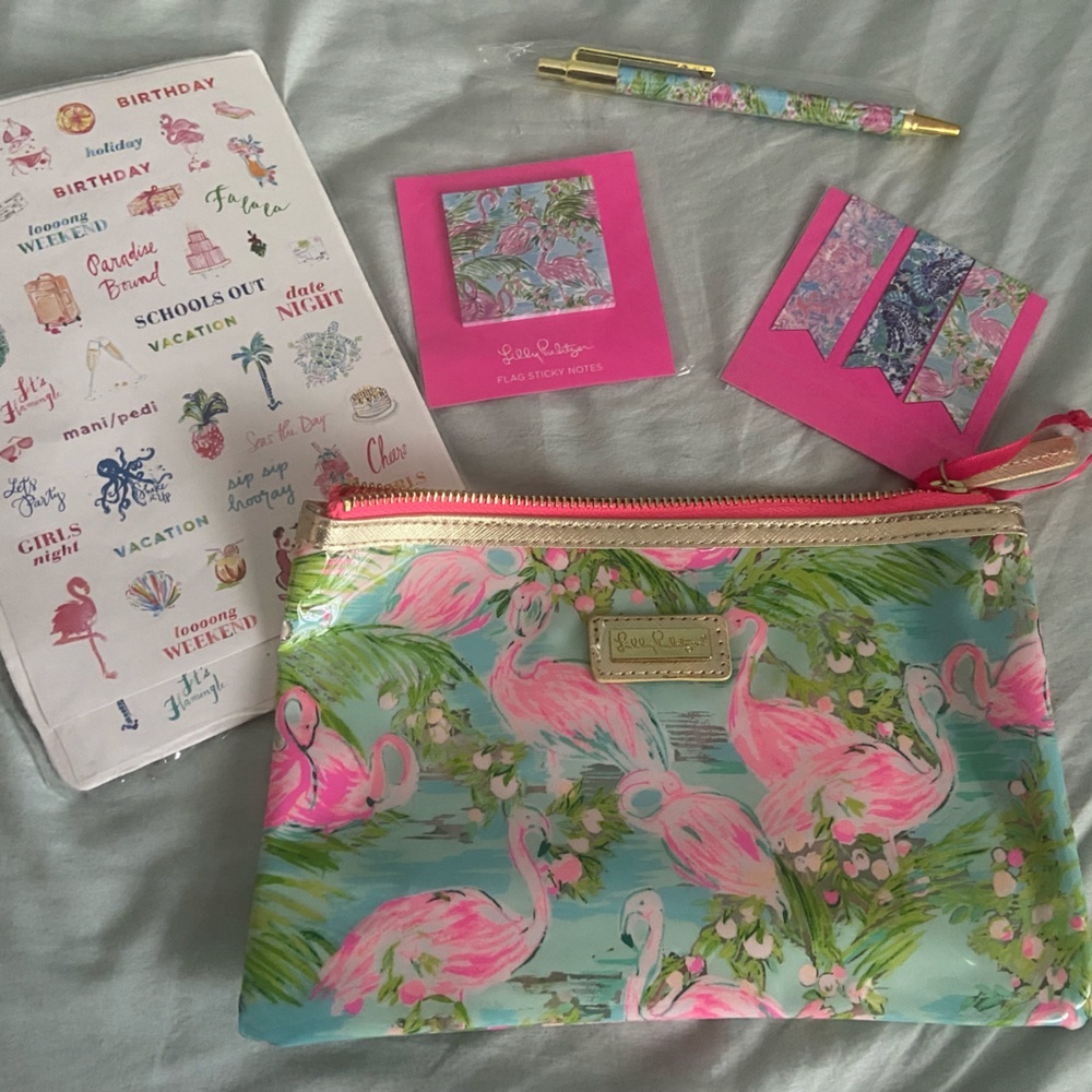Lily Pulitzer pouch with office accessories